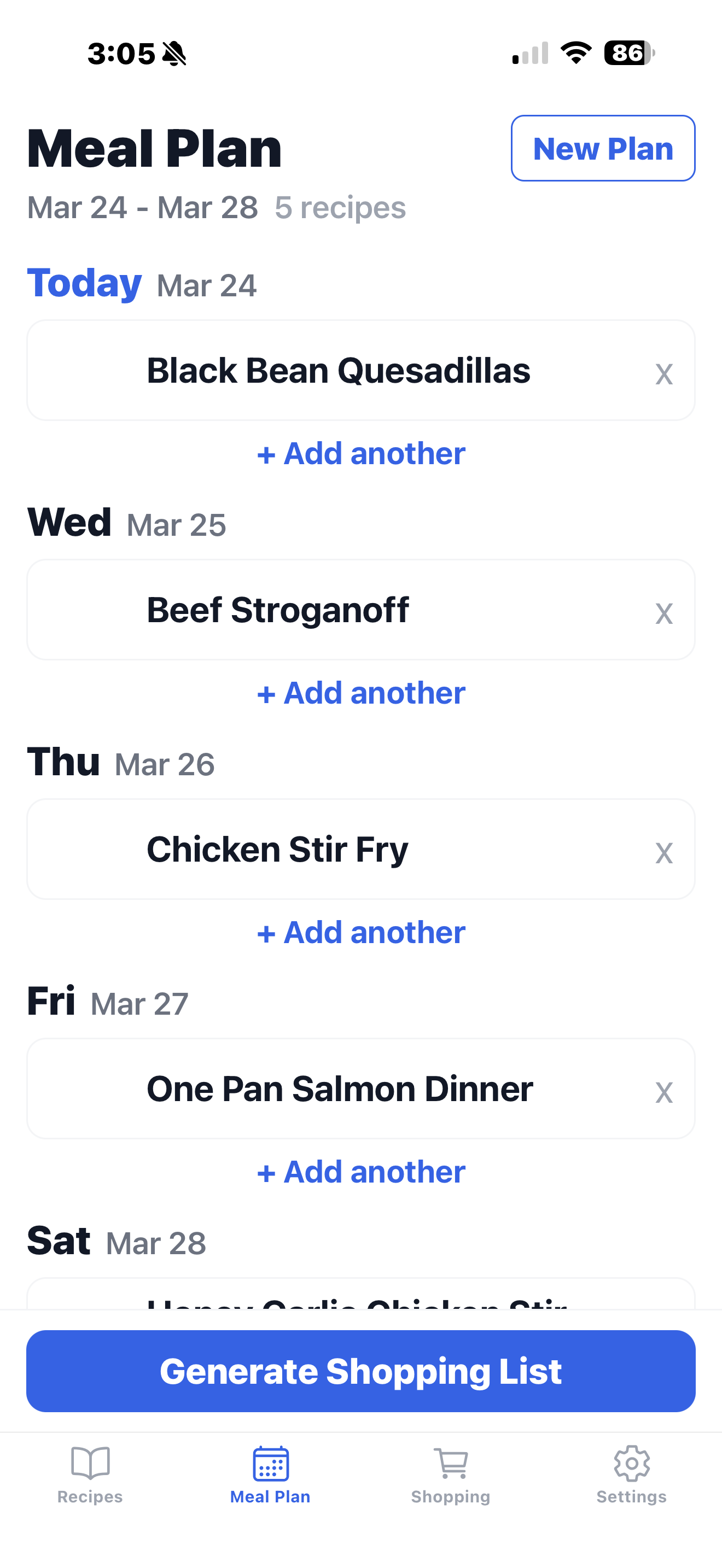 Plan your meals for the week